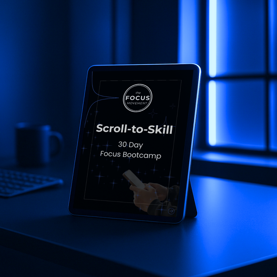 Scroll to Skill Bootcamp on tablet — dark desk with blue neon lighting